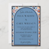 Invitation Mariage Carrelé Chic et Bleu Clair (Devant)