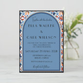 Invitation Mariage Carrelé Chic et Bleu Clair (Debout devant)