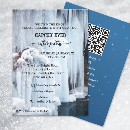 Invitation Mariage cascade hivernale pour toujours heureux 