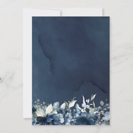 Invitation Mariage Cascading Navy Blue Peonies (Dos)