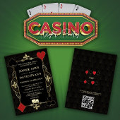 Invitation Mariage Casino Vegas Poker Art Déco Or 20s