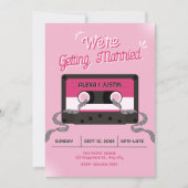 Invitation Mariage cassette musique rose (Devant)