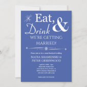 Invitation Mariage Casual Bleu Manger Boire Se Marier (Devant)