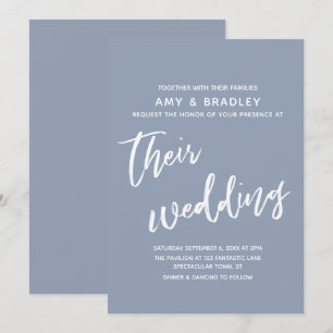 Invitation Mariage Casual Simple Bleu Poussiéreux Écriture Ma