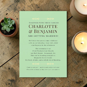 Invitation Mariage Casual Vert Pistache  floraison botanique