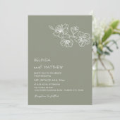 Invitation Mariage Casual Vert Sauge Fleurs Blanches (Debout devant)