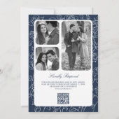 Invitation Mariage catholique avec code QR bleu victorien (Dos)