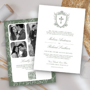 Invitation Mariage catholique avec code QR de couleur vert sa