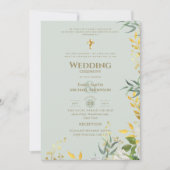 Invitation Mariage Catholique avec Décoration de Verdure de S (Devant)