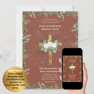 Invitation Mariage catholique avec messe nuptiale en terre cu
