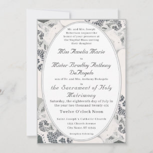 Invitation Mariage catholique Champagne Pink Lace