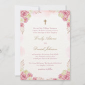 Invitation Mariage catholique chrétien traditionnel rose (Devant)