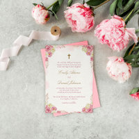 Mariage catholique chrétien traditionnel rose