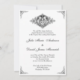 Invitation Mariage catholique classique élégant religieux