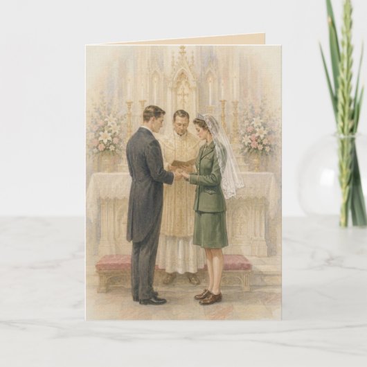 Invitation Mariage Catholique de l'Épouse de l'Armée (Devant)