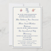Invitation Mariage Catholique Deux Cœurs Bleu Marine (Devant)