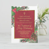 Invitation Mariage catholique moderne de Noël Holly & Pine (Debout devant)