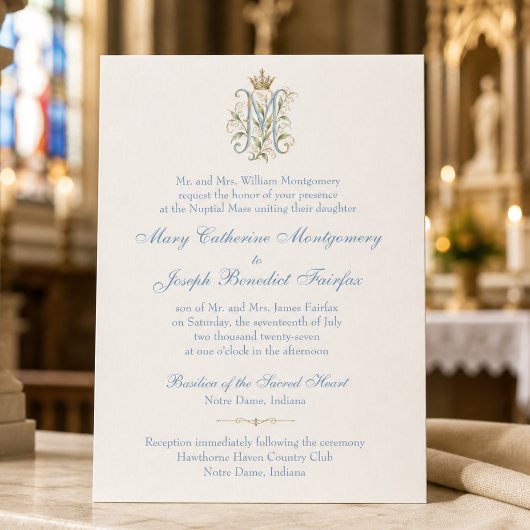 Invitation Mariage Catholique Monogramme Mess Nuptiale