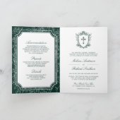 Invitation Mariage catholique QR Code vert émeraude victorien (Intérieur)