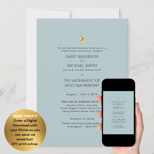 Invitation Mariage catholique sage Messe de noces