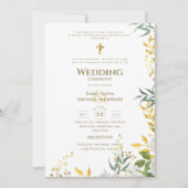 Invitation Mariage Catholique Tout-en-1 Vert Blanc Or (Devant)