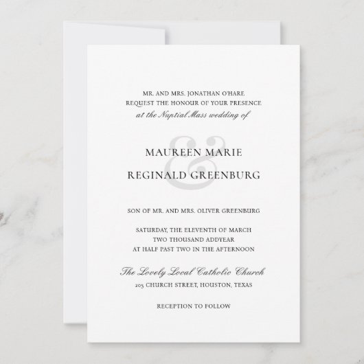 Invitation Mariage catholique traditionnel élégant (Devant)