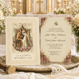 Invitation Mariage Catholique Traditionnel Mariée Marié
