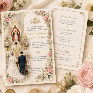 Invitation Mariage catholique traditionnel Sacré-Cœur de Jé