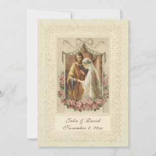 Invitation Mariage Catholique Vintage Église/Réception