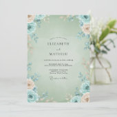 Invitation Mariage Celadon Aqua Petal (Debout devant)
