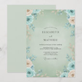 Invitation Mariage Celadon Aqua Petal (Devant / Derrière)