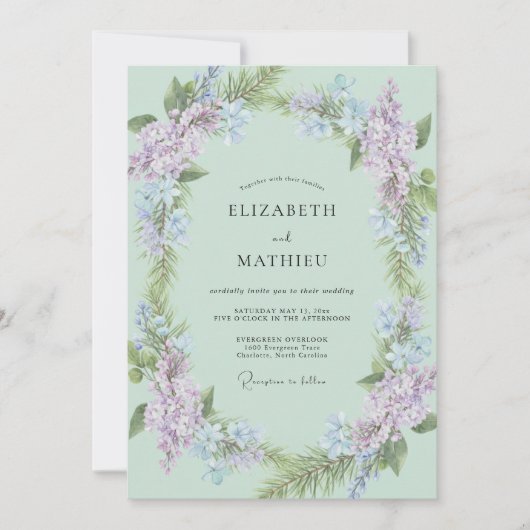 Invitation Mariage Celadon Pervenche Wisteria (Devant)