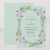 Invitation Mariage Celadon Pervenche Wisteria (Devant / Derrière)