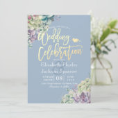 Invitation Mariage Célébration aquarelle Plantes succulents (Debout devant)