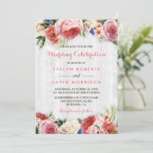 Invitation Mariage Célébration Rustique Floral Chic Bois Blan (Debout devant)