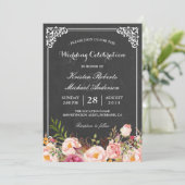 Invitation Mariage Célébration Vintage rose floral tableau (Debout devant)
