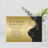 Invitation Mariage célébré Violet Noir Or Vintage (Debout devant)