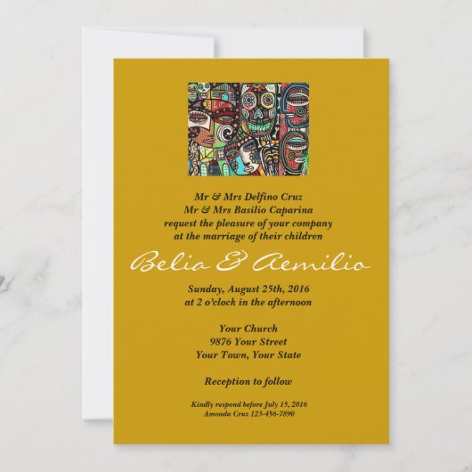 Invitation Mariage - Célébrer la vie Couple Mexicain (Devant)