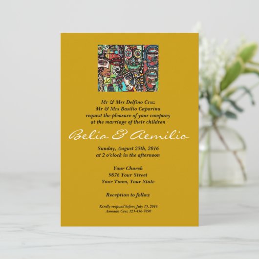 Invitation Mariage - Célébrons la vie Couple Mexicain (Debout devant)