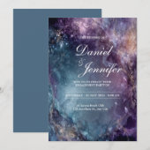 Invitation Mariage céleste à l'aquarelle de la galaxie mystiq (Devant / Derrière)