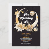 Invitation Mariage céleste à l'or noir mystique (Devant)