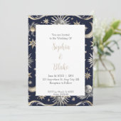 Invitation Mariage céleste abstrait moderne de soleil et d'ét (Debout devant)