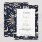Invitation Mariage céleste abstrait moderne de soleil et d'ét (Devant / Derrière)