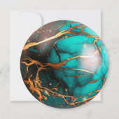 Invitation Mariage céleste abstrait turquoise et or (Dos)