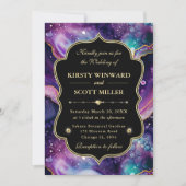 Invitation Mariage Céleste Agate Or et Accents Violets (Devant)
