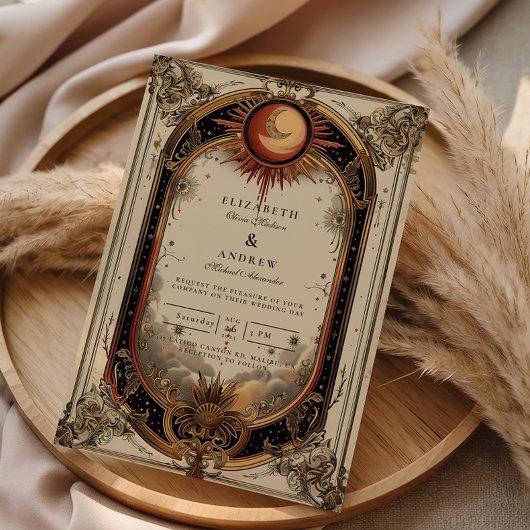 Invitation Mariage céleste Art nouveau vintage