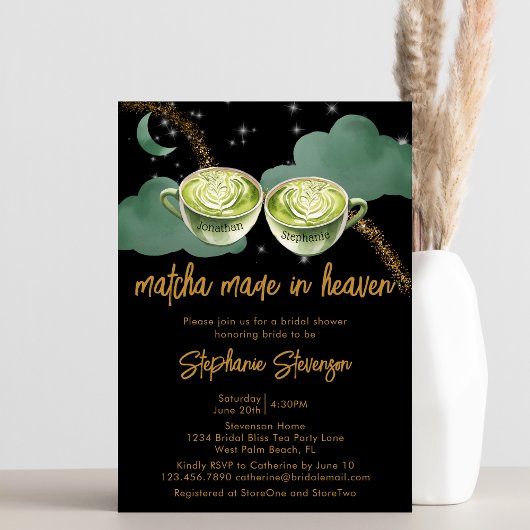 Invitation Mariage céleste au matcha fait au ciel : Shower de