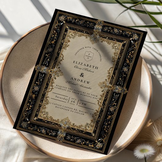 Invitation Mariage céleste baroque royal
