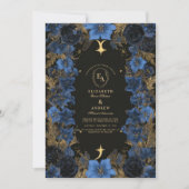 Invitation Mariage céleste bleu minuit et or (Devant)