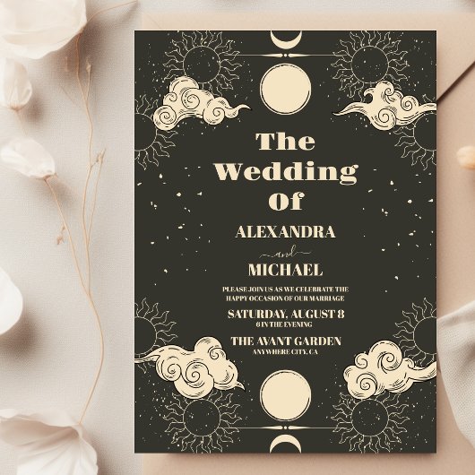 Invitation Mariage céleste Boho Tarot Star 